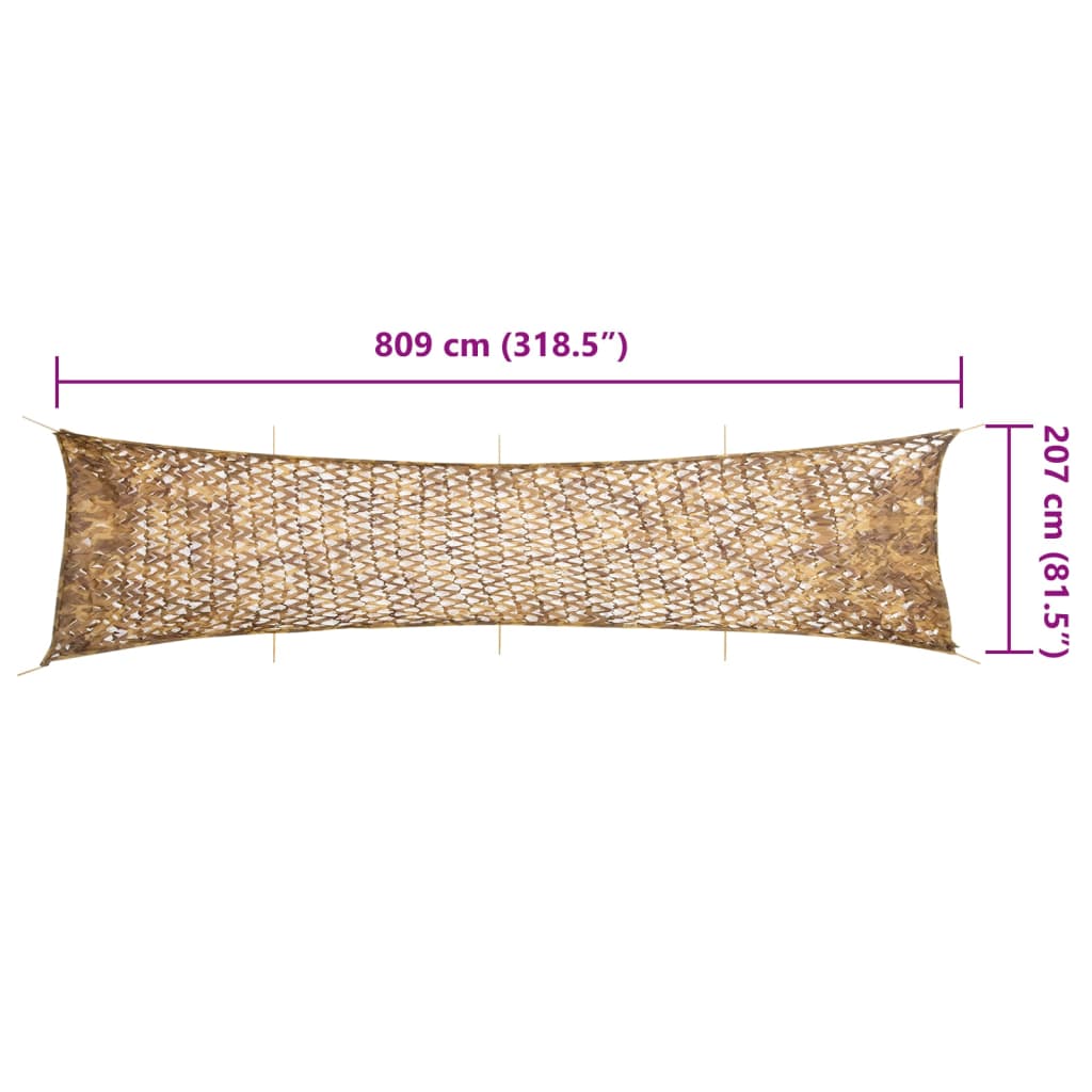 vidaXL Plasă de camuflaj cu geantă de depozitare, nisipiu, 809x207 cm vidaXL Plasă de camuflaj cu geantă de depozitare, nisipiu, 809x207 cm