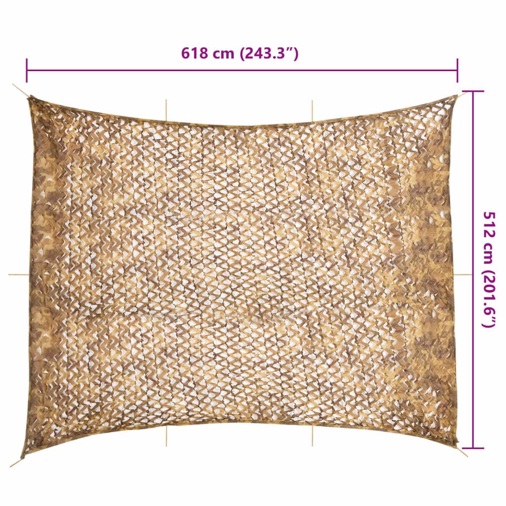 vidaXL Plasă de camuflaj cu geantă de depozitare, nisipiu, 618x512 cm