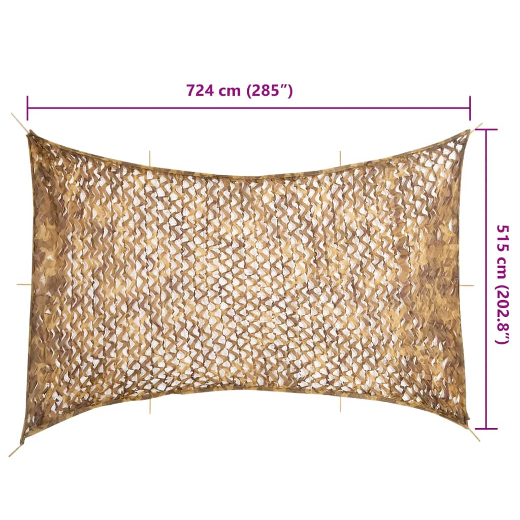 vidaXL Plasă de camuflaj cu geantă de depozitare, nisipiu, 724x515 cm