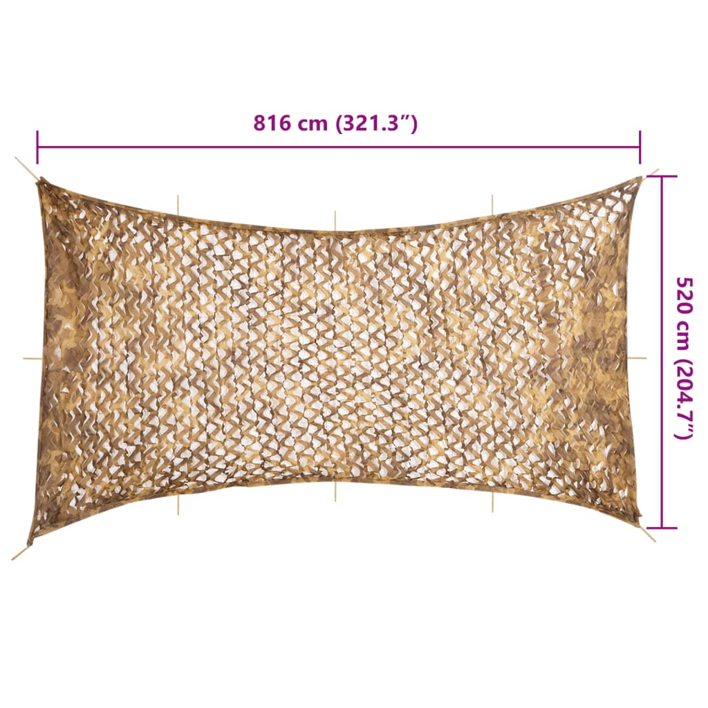 vidaXL Plasă de camuflaj cu geantă de depozitare, nisipiu, 816x520 cm vidaXL Plasă de camuflaj cu geantă de depozitare, nisipiu, 816x520 cm