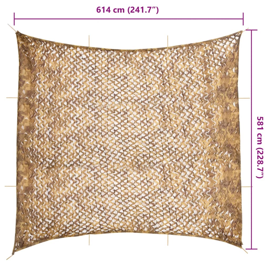 vidaXL Plasă de camuflaj cu geantă de depozitare, nisipiu, 614x581 cm vidaXL Plasă de camuflaj cu geantă de depozitare, nisipiu, 614x581 cm