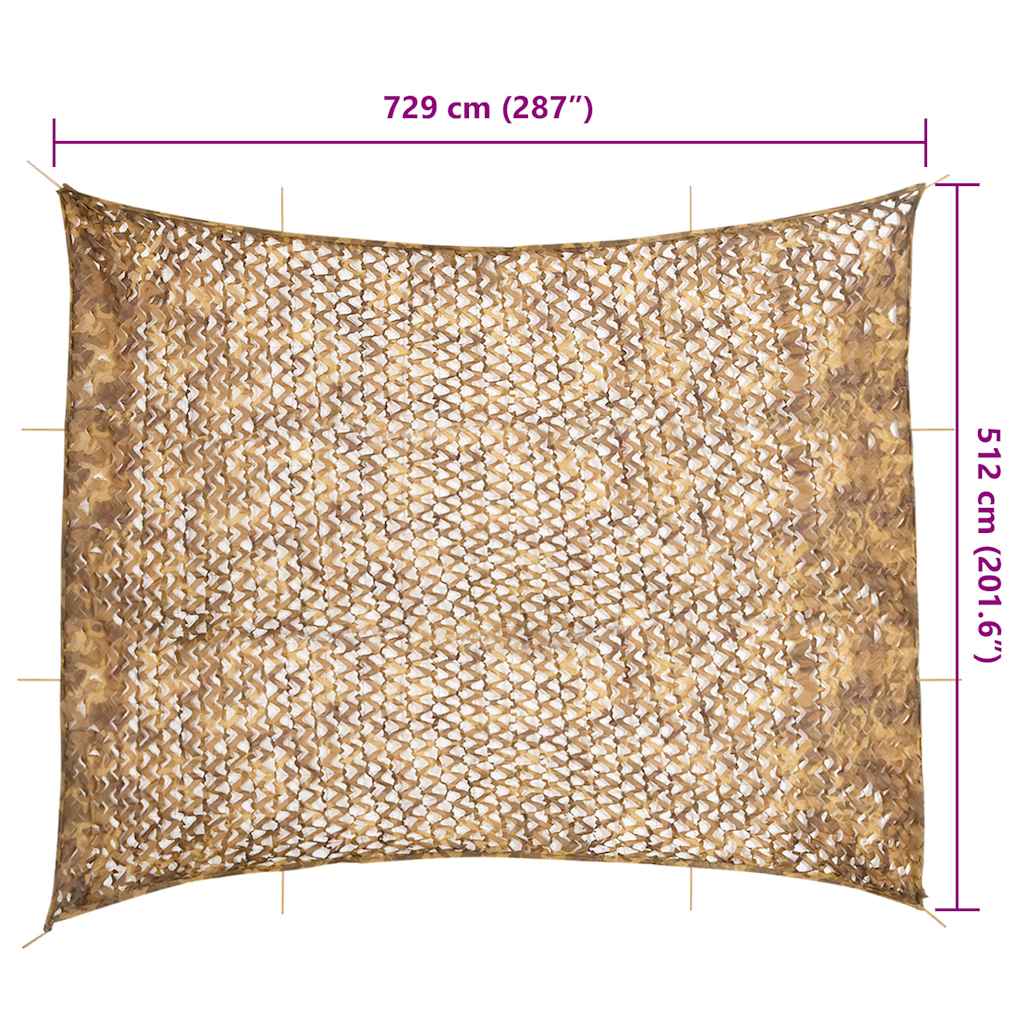 vidaXL Plasă de camuflaj cu geantă de depozitare, nisipiu, 729x602 cm