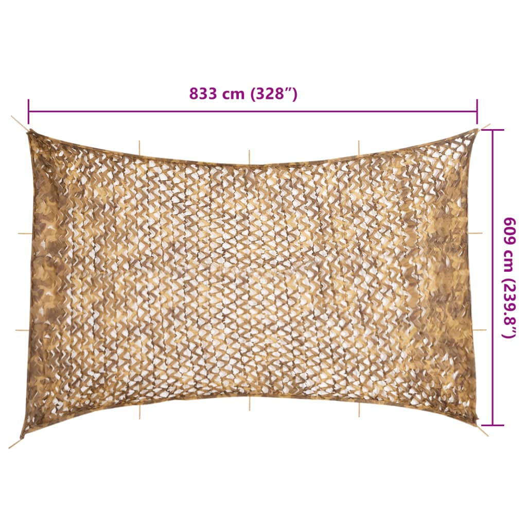 vidaXL Plasă de camuflaj cu geantă de depozitare, nisipiu, 833x609 cm vidaXL Plasă de camuflaj cu geantă de depozitare, nisipiu, 833x609 cm