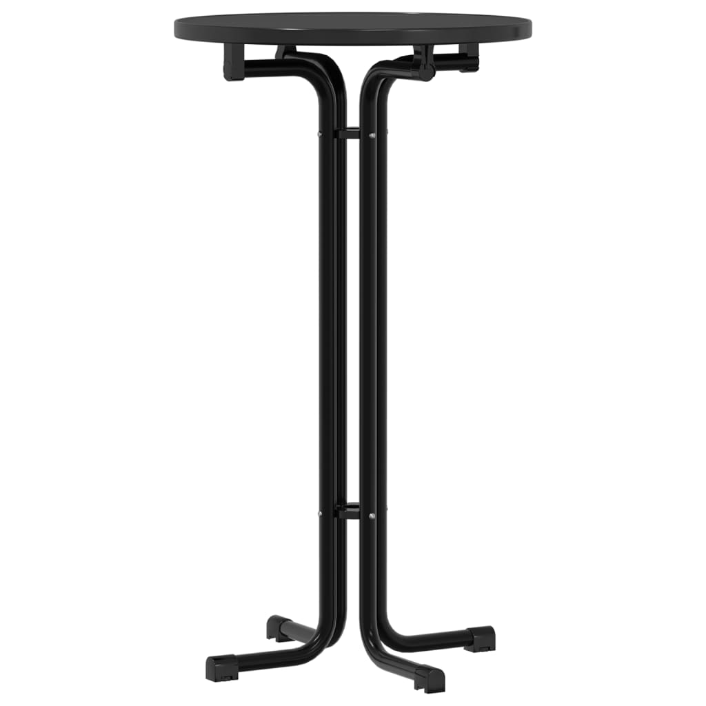 vidaXL Masă de bucătărie, negru, Ø60x110 cm, lemn prelucrat și oțel vidaXL Masă de bucătărie, negru, Ø60x110 cm, lemn prelucrat și oțel