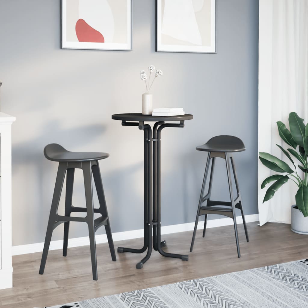 vidaXL Masă de bucătărie, negru, Ø60x110 cm, lemn prelucrat și oțel vidaXL Masă de bucătărie, negru, Ø60x110 cm, lemn prelucrat și oțel