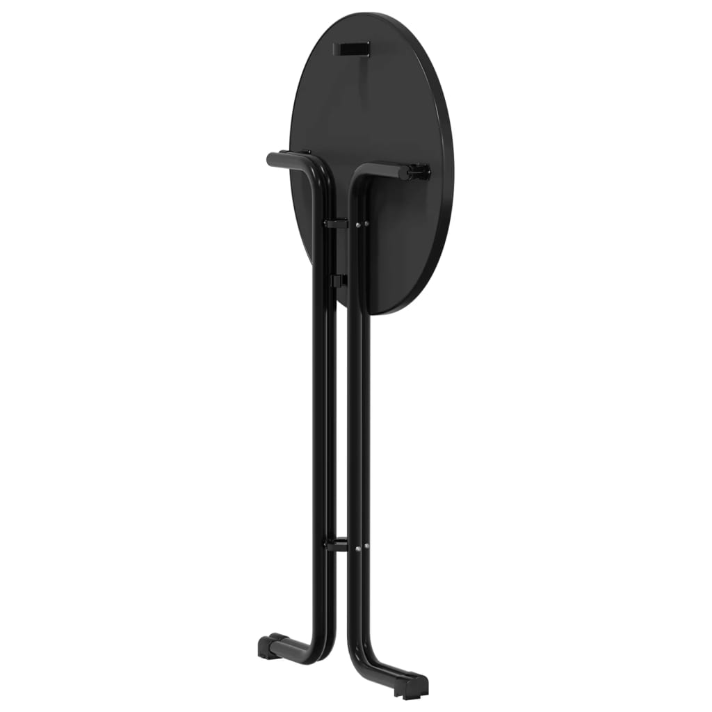 vidaXL Masă de bucătărie, negru, Ø60x110 cm, lemn prelucrat și oțel vidaXL Masă de bucătărie, negru, Ø60x110 cm, lemn prelucrat și oțel