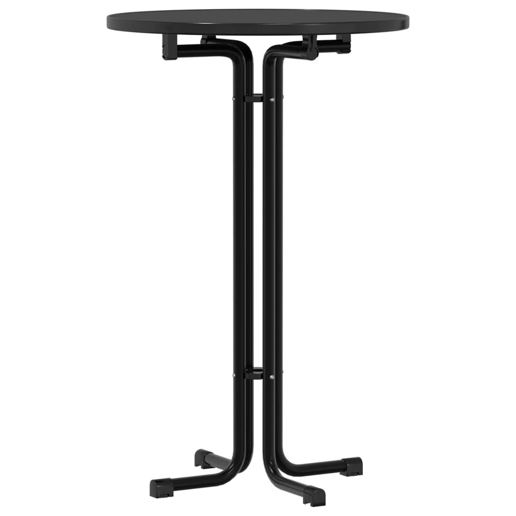 vidaXL Masă de bucătărie, negru, Ø70x110 cm, lemn prelucrat și oțel vidaXL Masă de bucătărie, negru, Ø70x110 cm, lemn prelucrat și oțel
