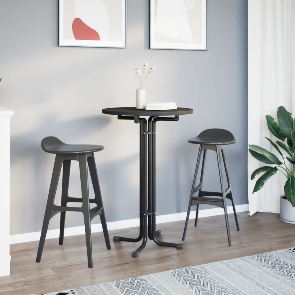 vidaXL Masă de bucătărie, negru, Ø70x110 cm, lemn prelucrat și oțel vidaXL Masă de bucătărie, negru, Ø70x110 cm, lemn prelucrat și oțel
