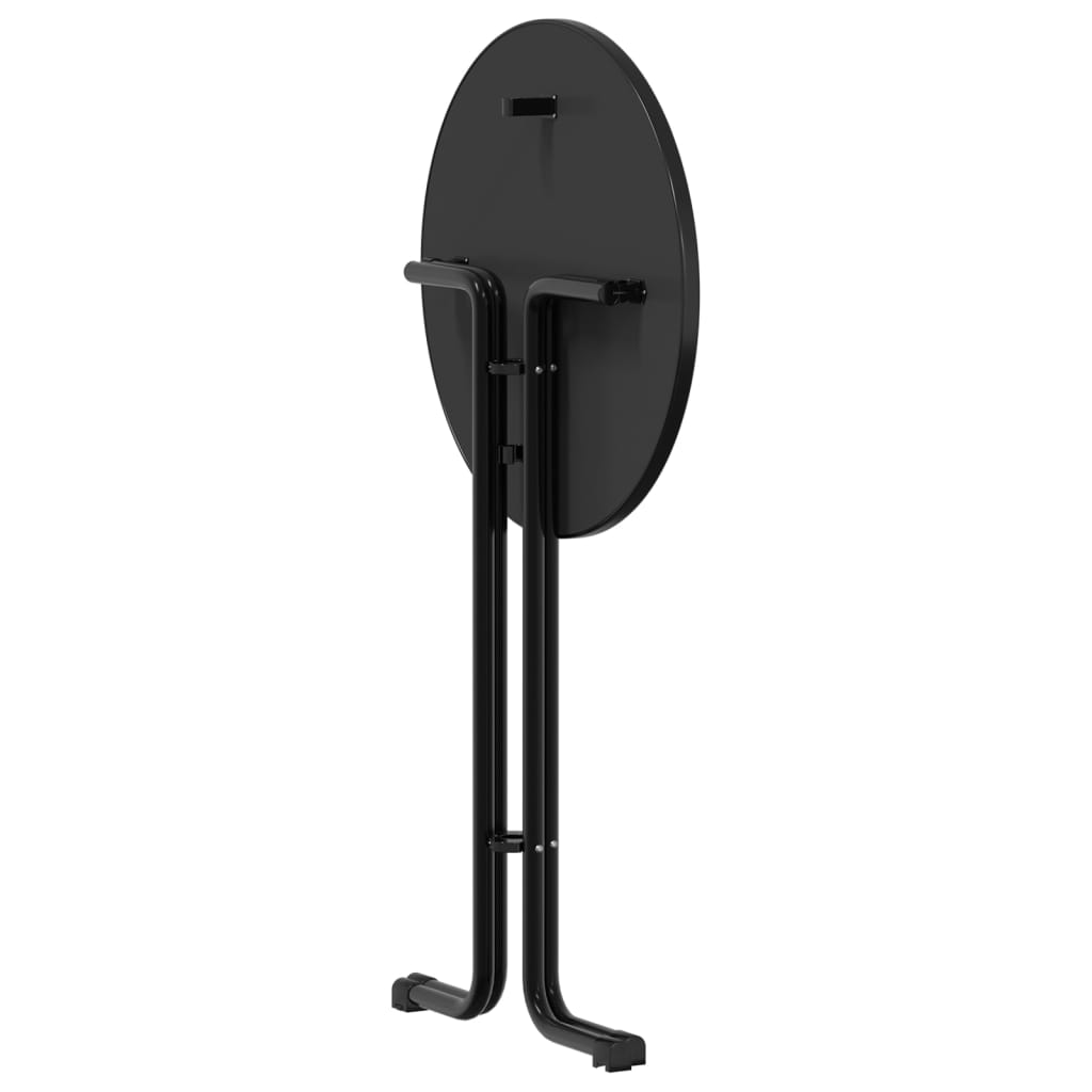vidaXL Masă de bucătărie, negru, Ø70x110 cm, lemn prelucrat și oțel vidaXL Masă de bucătărie, negru, Ø70x110 cm, lemn prelucrat și oțel