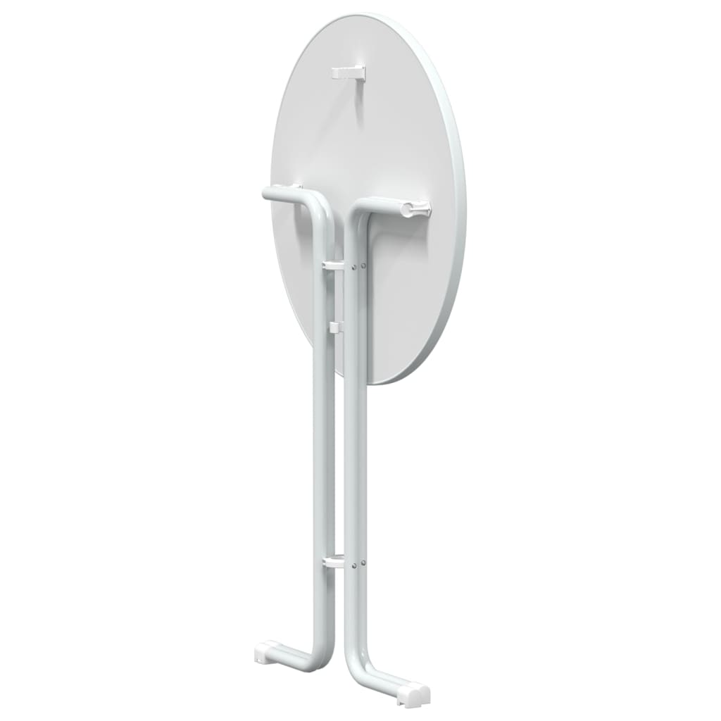 vidaXL Masă de bucătărie, alb, Ø80x110 cm, lemn prelucrat și oțel