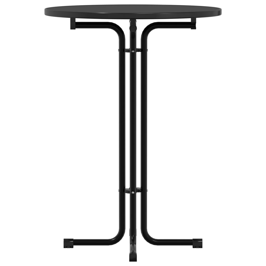 vidaXL Masă de bucătărie, negru, Ø70x110 cm, lemn prelucrat și oțel