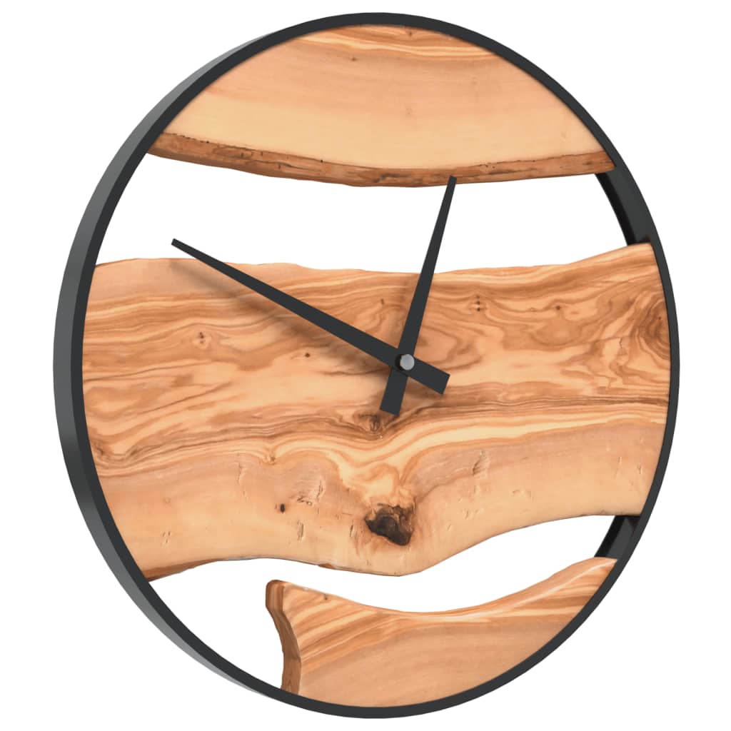 vidaXL Ceas de perete, maro, Ø35 cm, fier și lemn de măslin vidaXL Ceas de perete, maro, Ø35 cm, fier și lemn de măslin