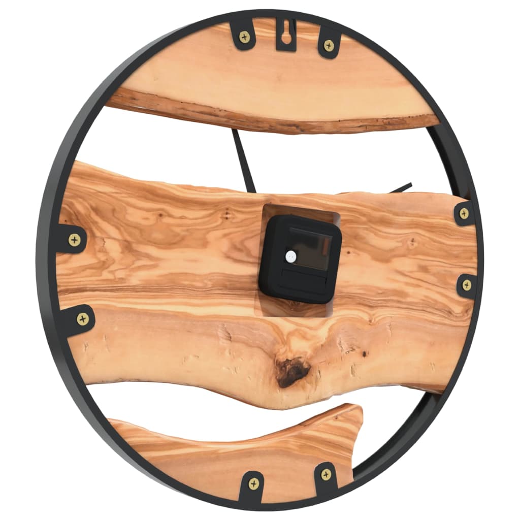 vidaXL Ceas de perete, maro, Ø35 cm, fier și lemn de măslin vidaXL Ceas de perete, maro, Ø35 cm, fier și lemn de măslin
