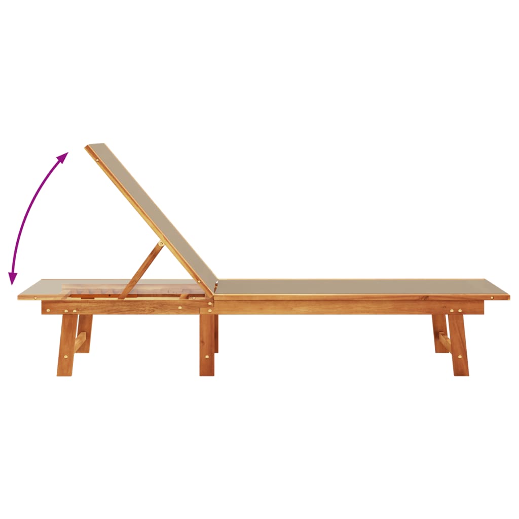 vidaXL Șezlong, gri taupe, lemn masiv acacia și textilenă