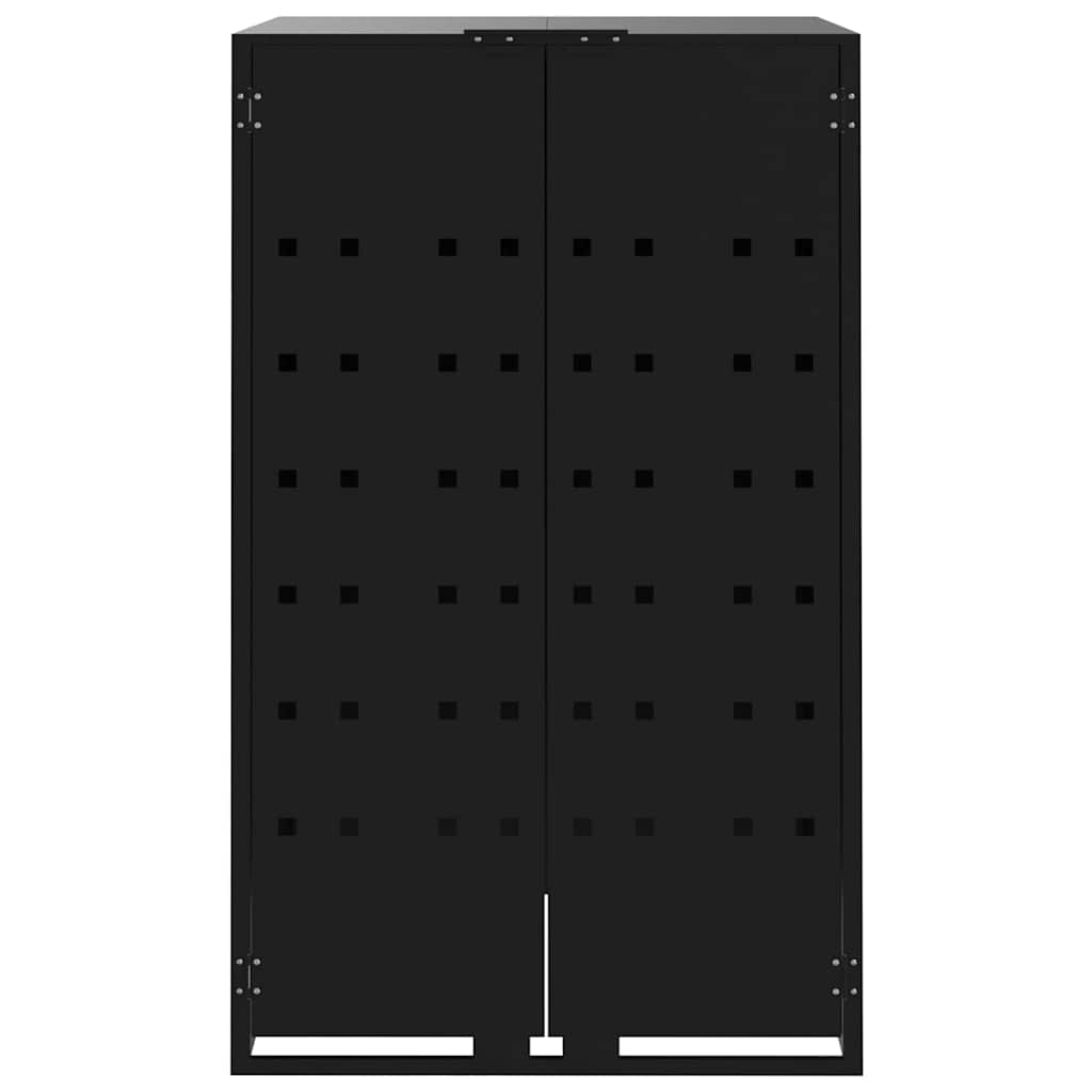 vidaXL Depozitare coș gunoi cu roți pt. 1 coș, negru 69x79x117 cm oțel vidaXL Depozitare coș gunoi cu roți pt. 1 coș, negru 69x79x117 cm oțel