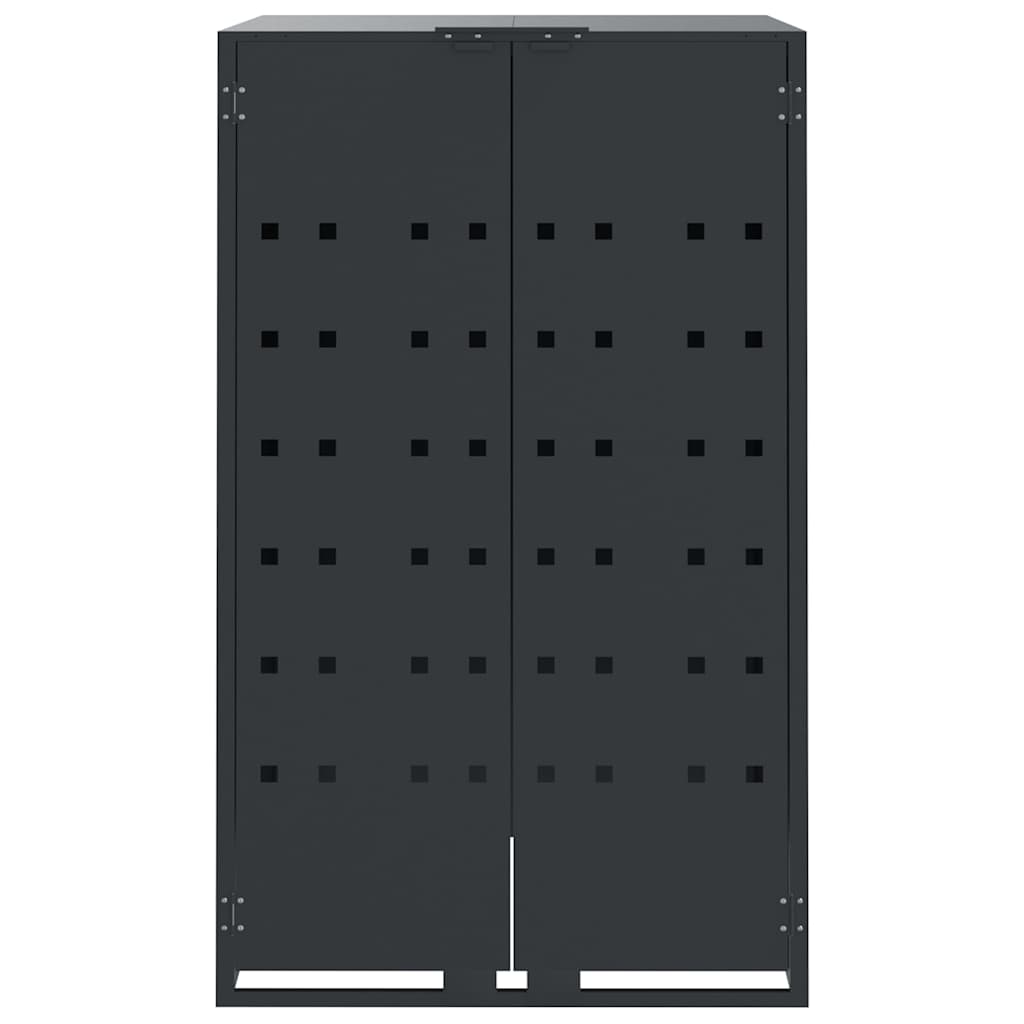 vidaXL Depozitare coș gunoi cu roți 1 coș antracit 69x79x117 cm oțel vidaXL Depozitare coș gunoi cu roți 1 coș antracit 69x79x117 cm oțel