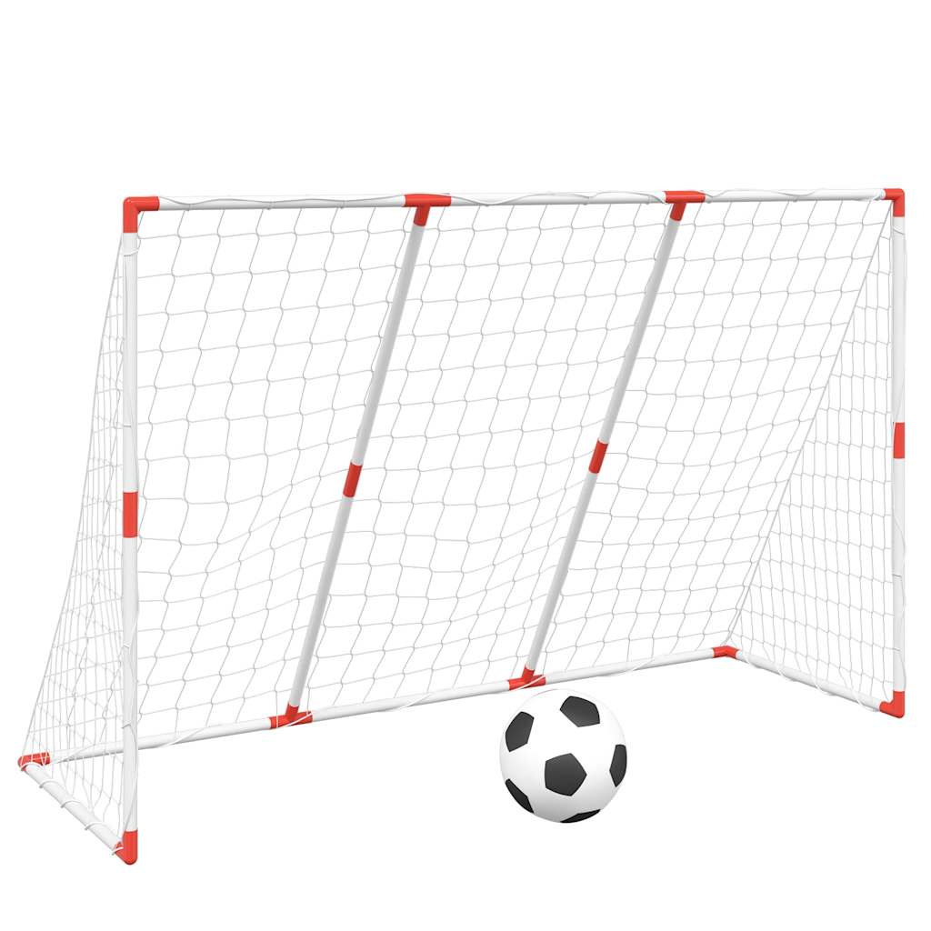 vidaXL Poartă de fotbal pentru copii cu mingi 2-în-1 alb 184x64x124 cm vidaXL Poartă de fotbal pentru copii cu mingi 2-în-1 alb 184x64x124 cm