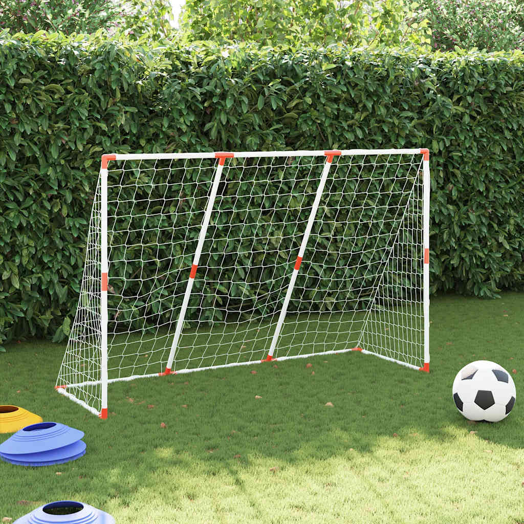 vidaXL Poartă de fotbal pentru copii cu mingi 2-în-1 alb 184x64x124 cm vidaXL Poartă de fotbal pentru copii cu mingi 2-în-1 alb 184x64x124 cm