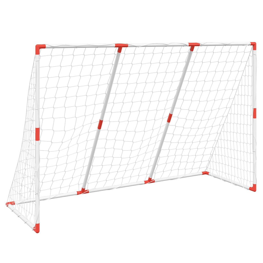 vidaXL Poartă de fotbal pentru copii cu mingi 2-în-1 alb 184x64x124 cm vidaXL Poartă de fotbal pentru copii cu mingi 2-în-1 alb 184x64x124 cm