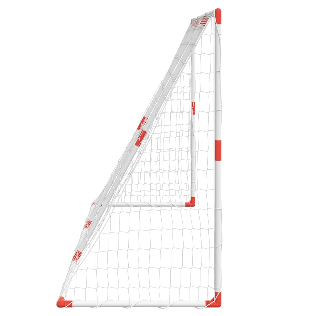 vidaXL Poartă de fotbal pentru copii cu mingi 2-în-1 alb 184x64x124 cm vidaXL Poartă de fotbal pentru copii cu mingi 2-în-1 alb 184x64x124 cm