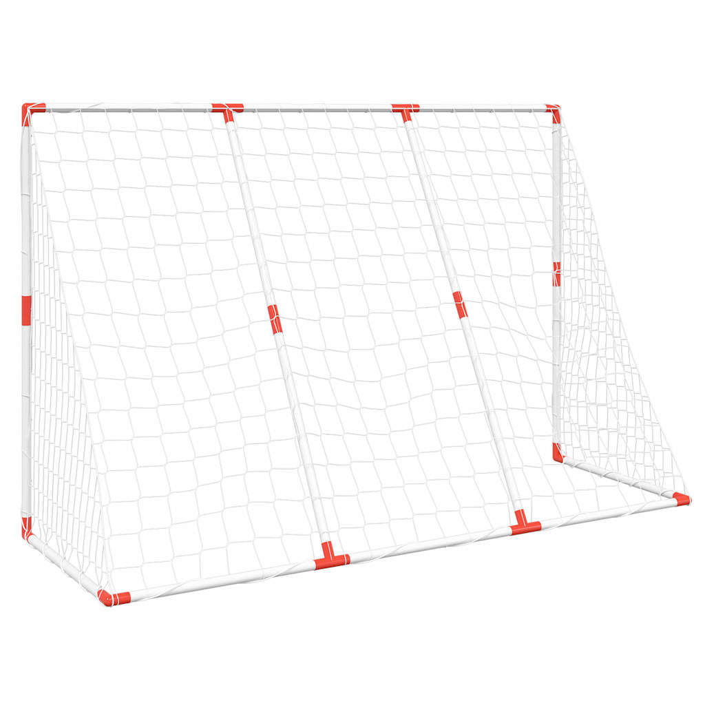 vidaXL Poartă de fotbal pentru copii cu mingi 2-în-1 alb 184x64x124 cm vidaXL Poartă de fotbal pentru copii cu mingi 2-în-1 alb 184x64x124 cm