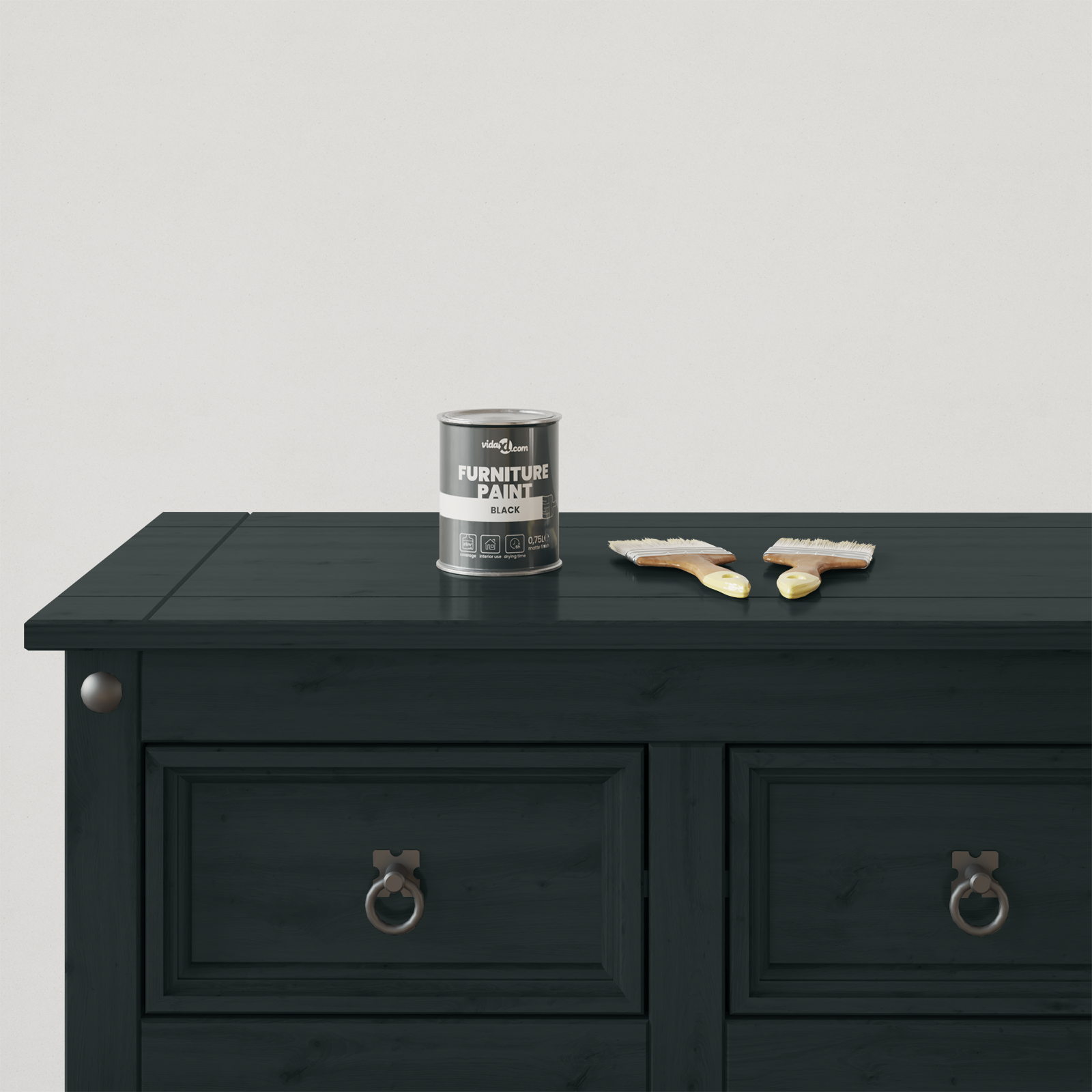 vidaXL Vopsea pentru mobilă Negru 10 x 10 x 12 cm Print pe perete