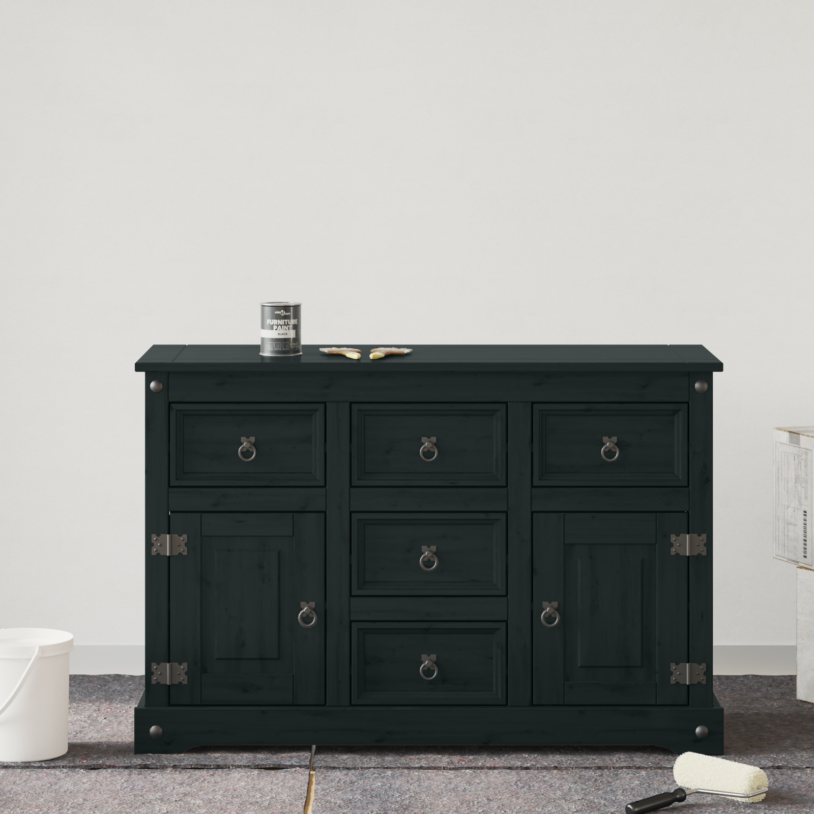 vidaXL Vopsea pentru mobilă Negru 10 x 10 x 12 cm Print pe perete