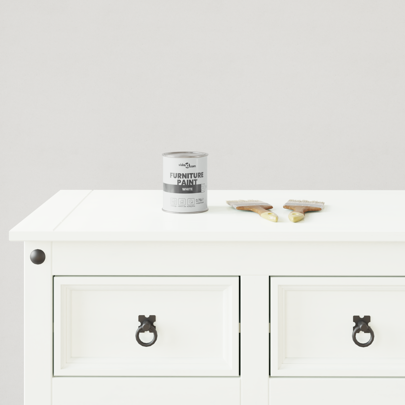 vidaXL Vopsea pentru mobilă Alb 10 x 10 x 12 cm Print pe perete