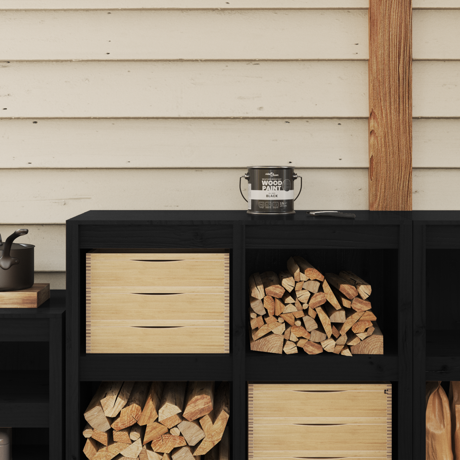 vidaXL Vopsea pentru lemn Negru 16,5 x 16,5 x 16 cm Print pe perete