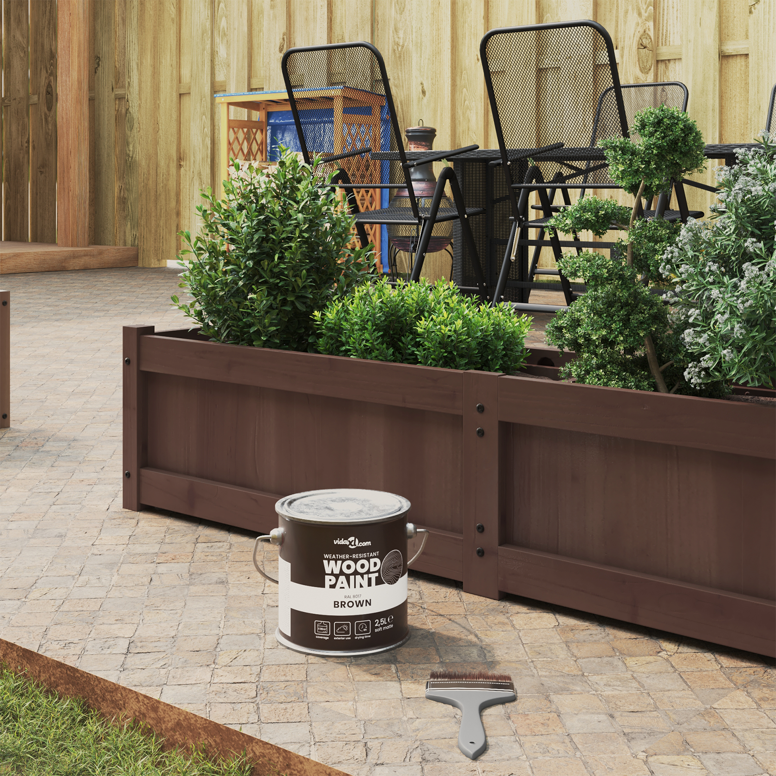 vidaXL Vopsea pentru lemn Maro 16,5 x 16,5 x 16 cm Print pe perete