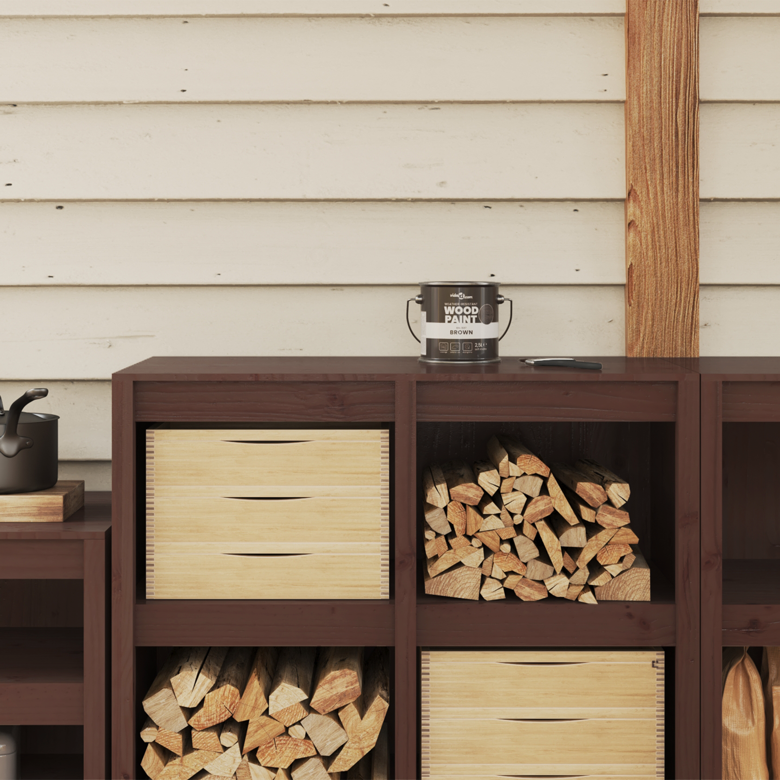 vidaXL Vopsea pentru lemn Maro 16,5 x 16,5 x 16 cm Print pe perete