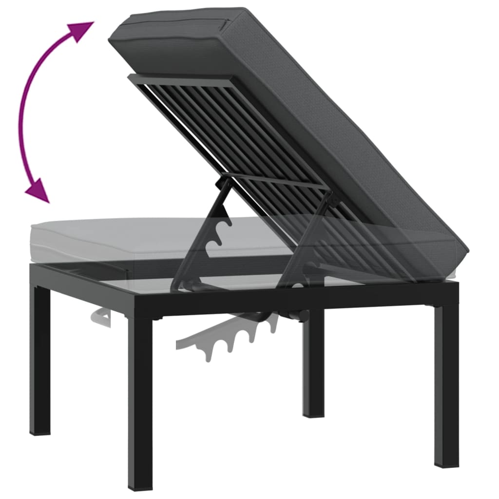vidaXL Scaun de grădină cu pernă, negru, aluminiu vidaXL Scaun de grădină cu pernă, negru, aluminiu