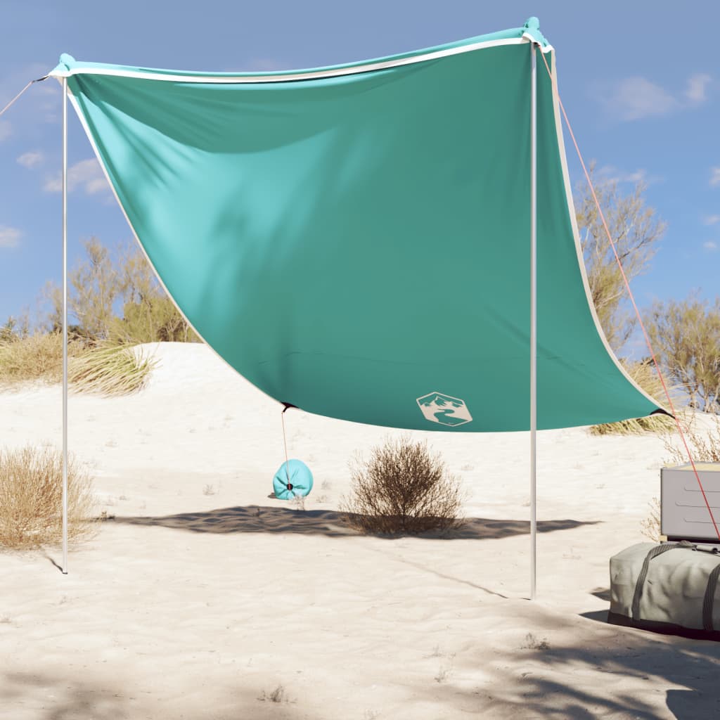 vidaXL Baldachin de plajă cu ancore de nisip, verde, 214x236 cm vidaXL Baldachin de plajă cu ancore de nisip, verde, 214x236 cm