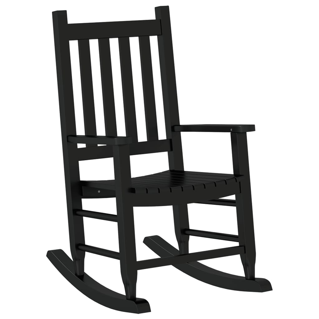 vidaXL Scaun balansoar pentru copii, negru, lemn masiv de plop vidaXL Scaun balansoar pentru copii, negru, lemn masiv de plop
