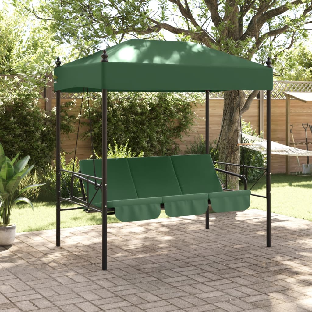 vidaXL Bancă balansoar de grădină cu copertină, verde, oțel vidaXL Bancă balansoar de grădină cu copertină, verde, oțel