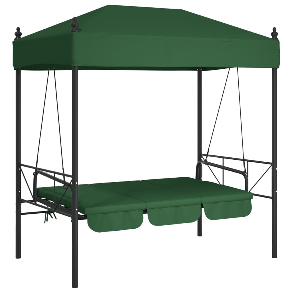 vidaXL Bancă balansoar de grădină cu copertină, verde, oțel vidaXL Bancă balansoar de grădină cu copertină, verde, oțel
