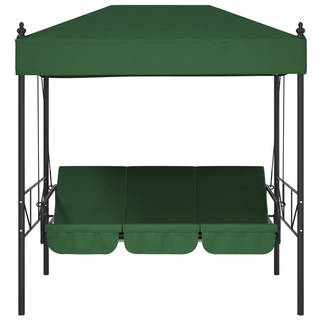 vidaXL Bancă balansoar de grădină cu copertină, verde, oțel vidaXL Bancă balansoar de grădină cu copertină, verde, oțel