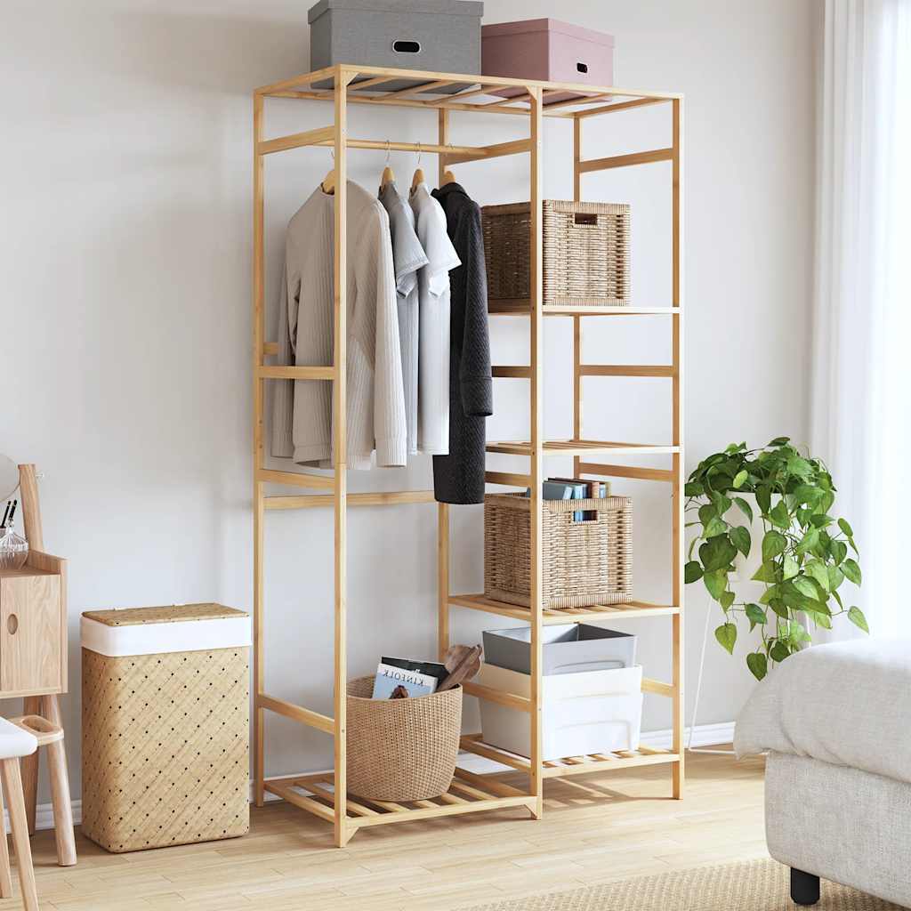 vidaXL Cuier pentru haine cu rafturi, 100x50x184,5 cm, bambus vidaXL Cuier pentru haine cu rafturi, 100x50x184,5 cm, bambus