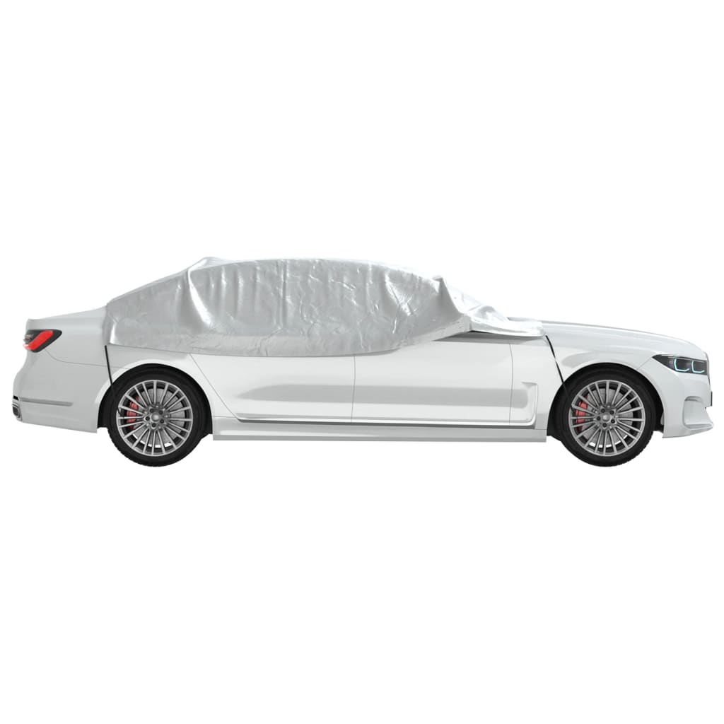 vidaXL Husă auto parțială, cu cârlige, argintiu, L, PEVA vidaXL Husă auto parțială, cu cârlige, argintiu, L, PEVA