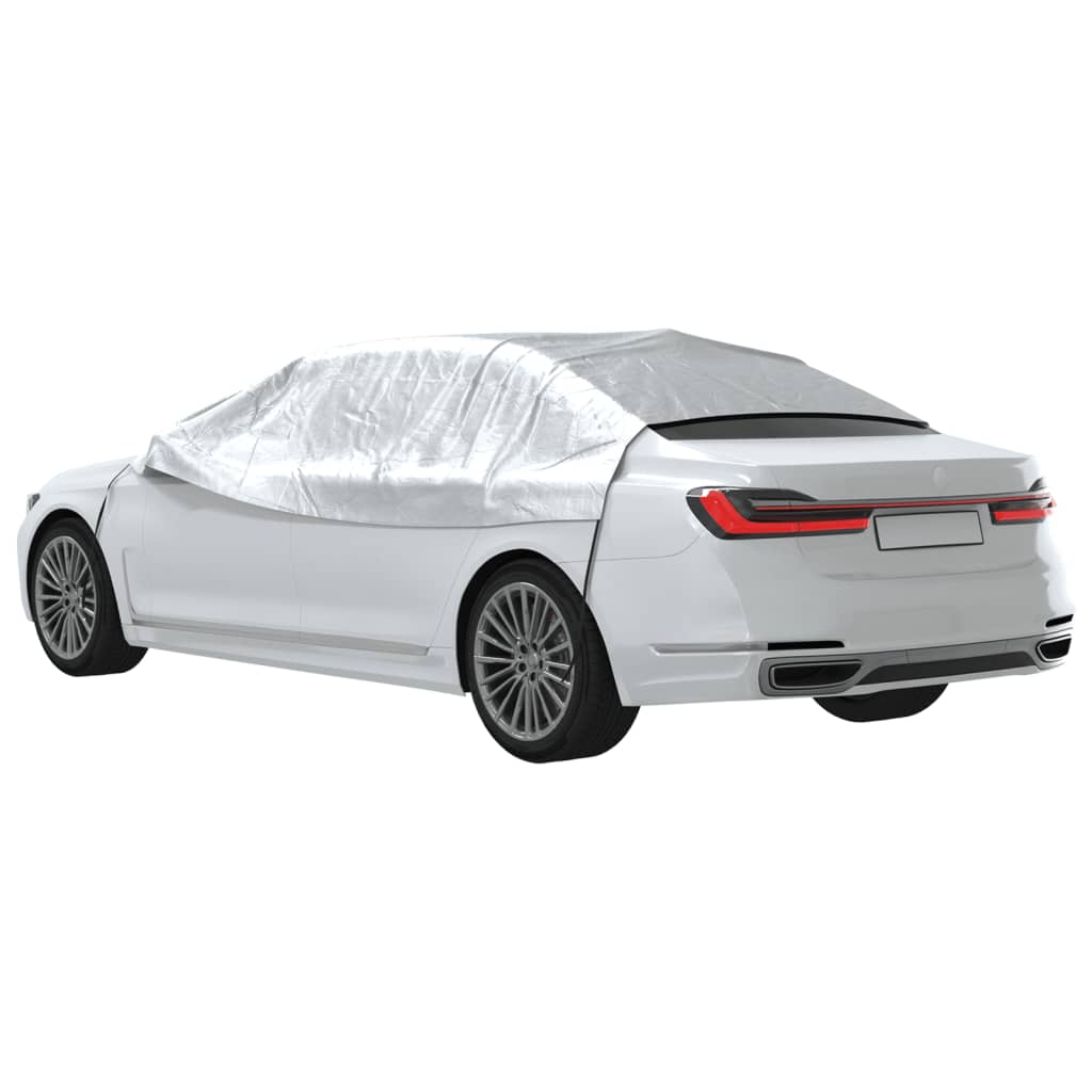 vidaXL Husă auto parțială, cu cârlige, argintiu, L, PEVA vidaXL Husă auto parțială, cu cârlige, argintiu, L, PEVA