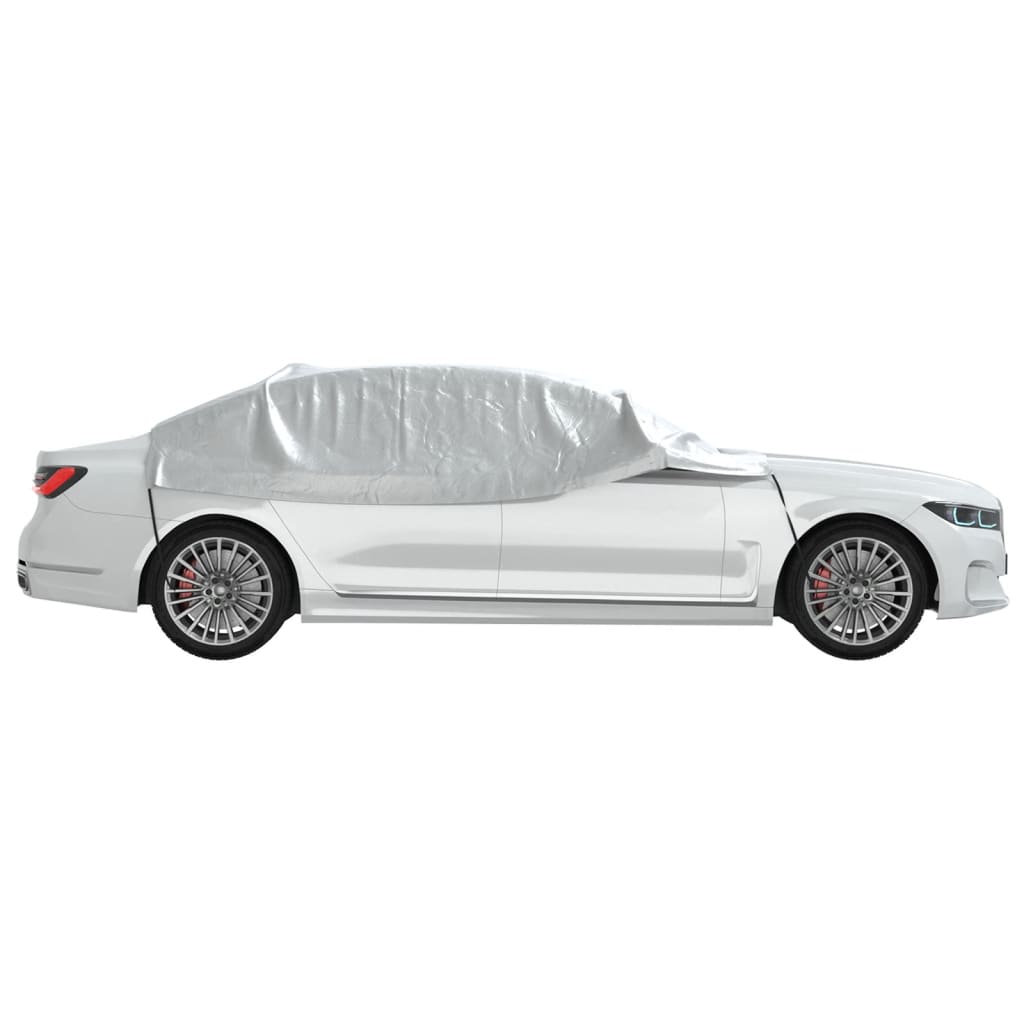 vidaXL Husă auto parțială, cu cârlige, argintiu, XL, PEVA vidaXL Husă auto parțială, cu cârlige, argintiu, XL, PEVA