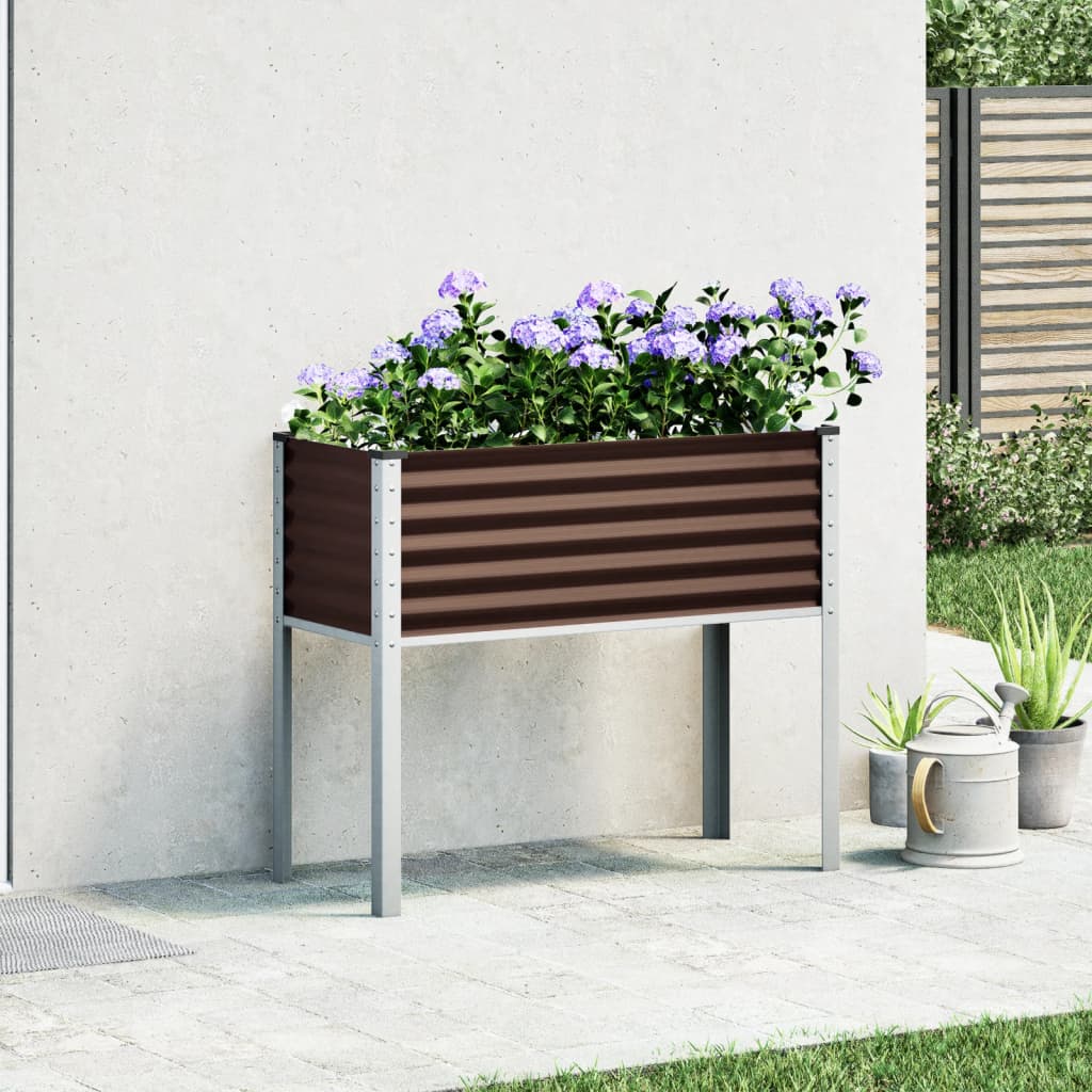 vidaXL Jardinieră de grădină, maro, 100x45x90 cm, oțel vidaXL Jardinieră de grădină, maro, 100x45x90 cm, oțel