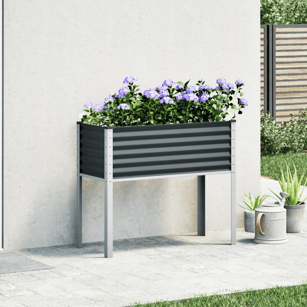 vidaXL Jardinieră de grădină, antracit, 100x45x90 cm, oțel vidaXL Jardinieră de grădină, antracit, 100x45x90 cm, oțel