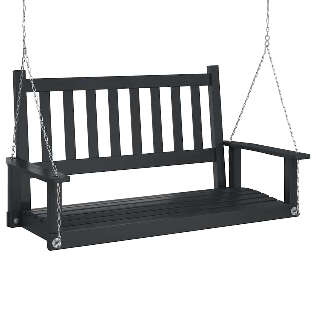 vidaXL Bancă balansoar grădină lanțuri metalice negru lemn masiv brad vidaXL Bancă balansoar grădină lanțuri metalice negru lemn masiv brad