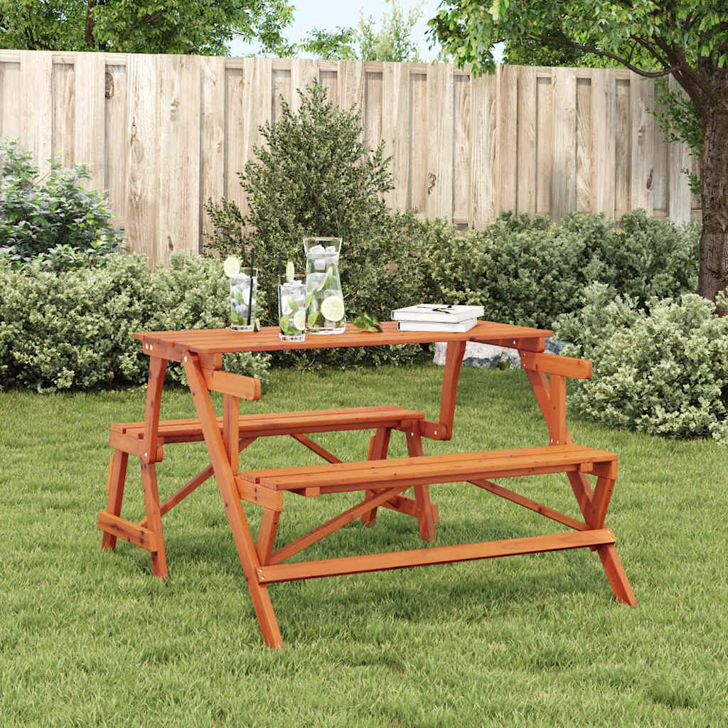 vidaXL Masă de picnic cu bănci, lemn masiv brad, convertibilă 2 în 1