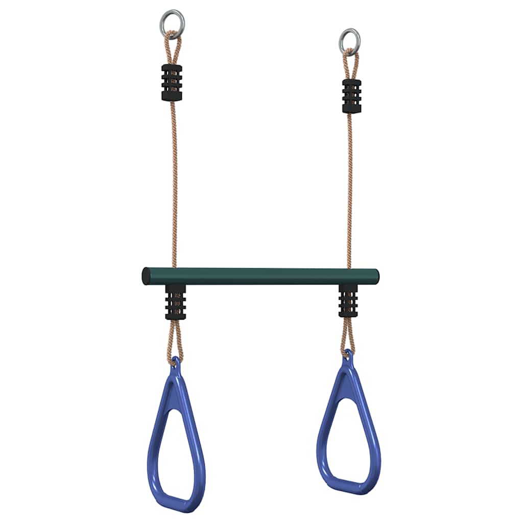 vidaXL Bară trapez cu inele de gimnastică copii, albastru/verde, oțel vidaXL Bară trapez cu inele de gimnastică copii, albastru/verde, oțel