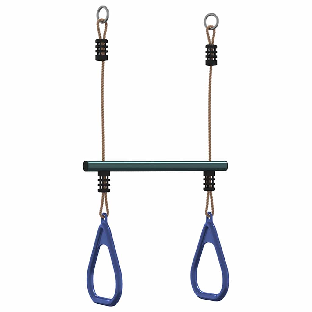 vidaXL Bară trapez cu inele de gimnastică copii, albastru/verde, oțel vidaXL Bară trapez cu inele de gimnastică copii, albastru/verde, oțel