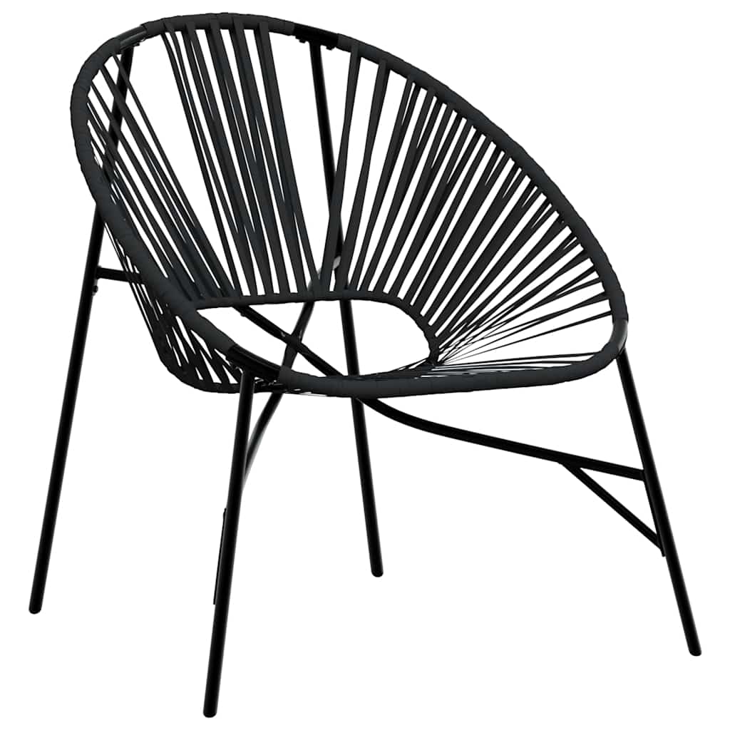vidaXL Set scaune de grădină 3 buc Poly Rattan negru