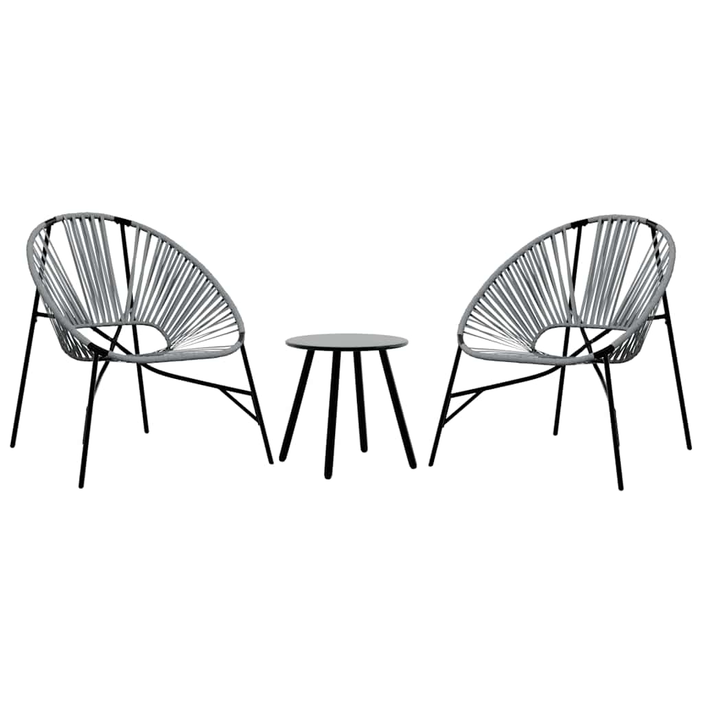 vidaXL Set scaune de grădină 3 buc Polyrattan negru și gri deschis
