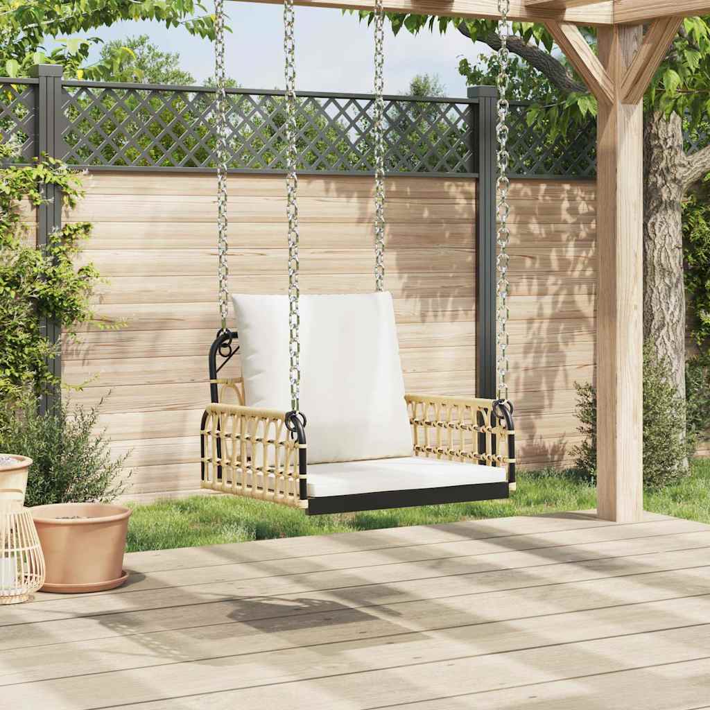 vidaXL Scaun balansoar cu perne, 63x58x39 cm, poliratan și oțel